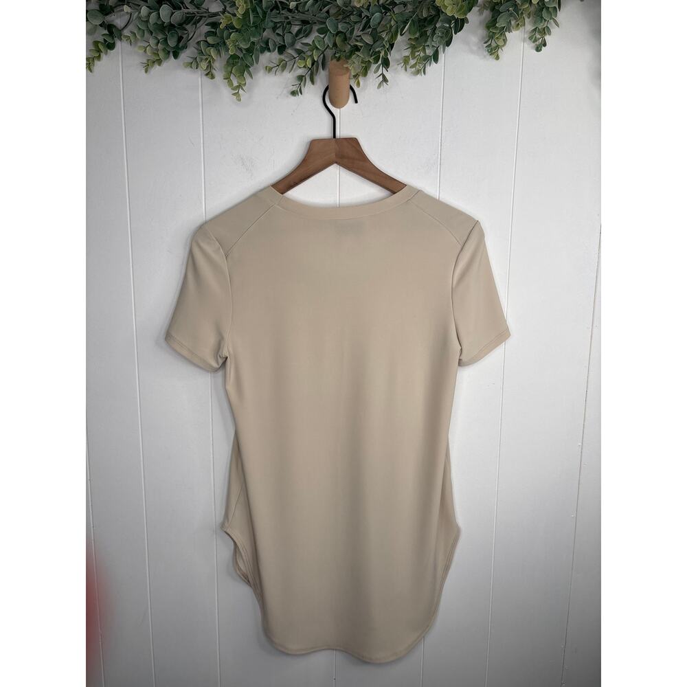 Joseph Ribkoff Round Hem Tunic Tee Shirt Size 6 Cream Beige Stretch Minimalist - Picture 7 of 8
